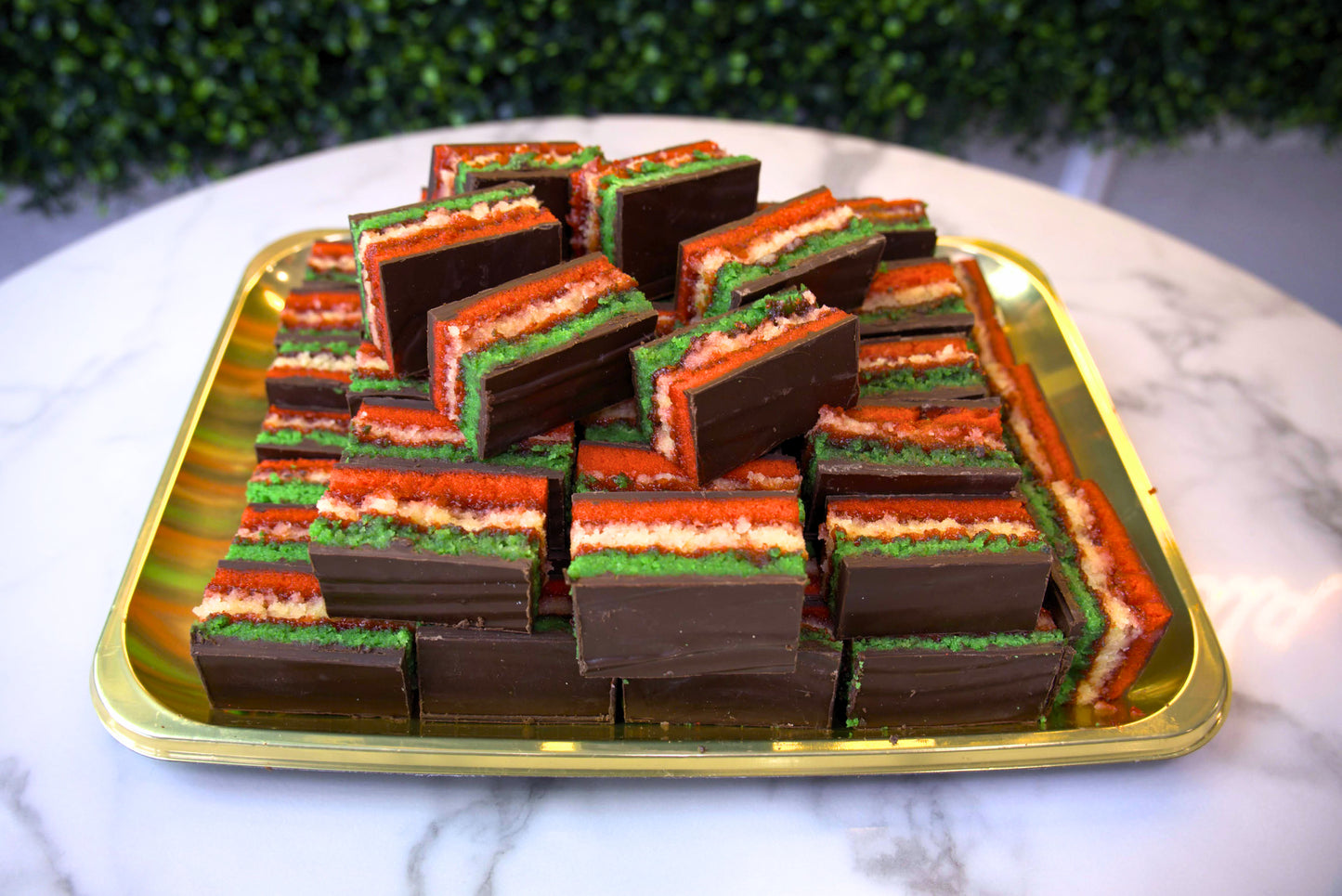 Three pounds of La Roma Pastry Shop's classic rainbow cookies 