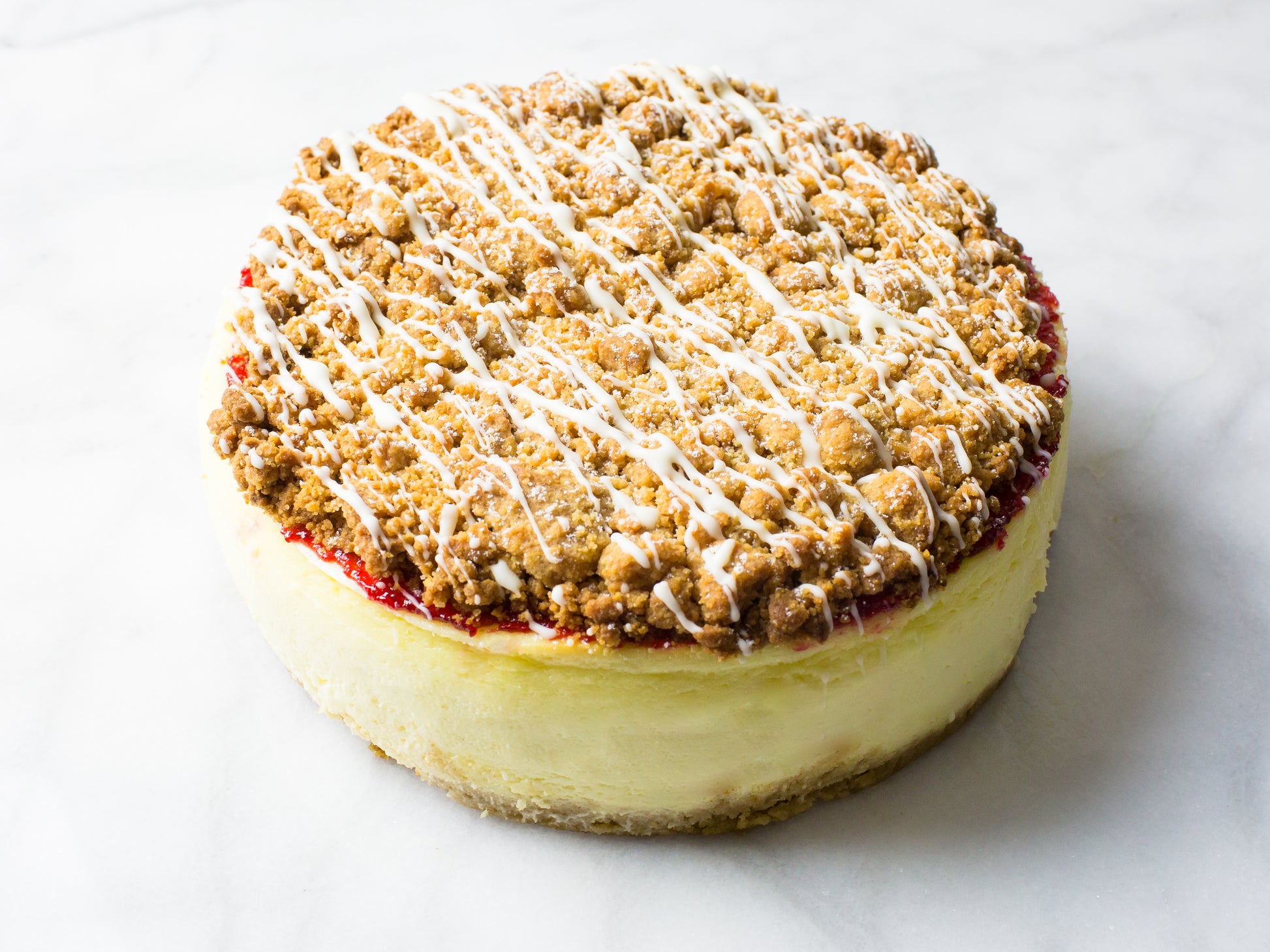delicious raspberry crumb cheesecake baked to perfection by la roma pastry shop in oakdale new york